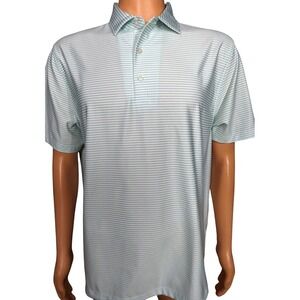 Hickey Freeman Polo Shirt Size L Mint Sage Green Striped Golf